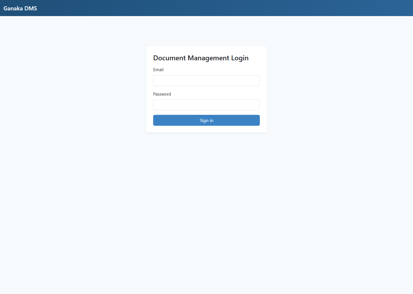 Ganaka DMS login page screenshot